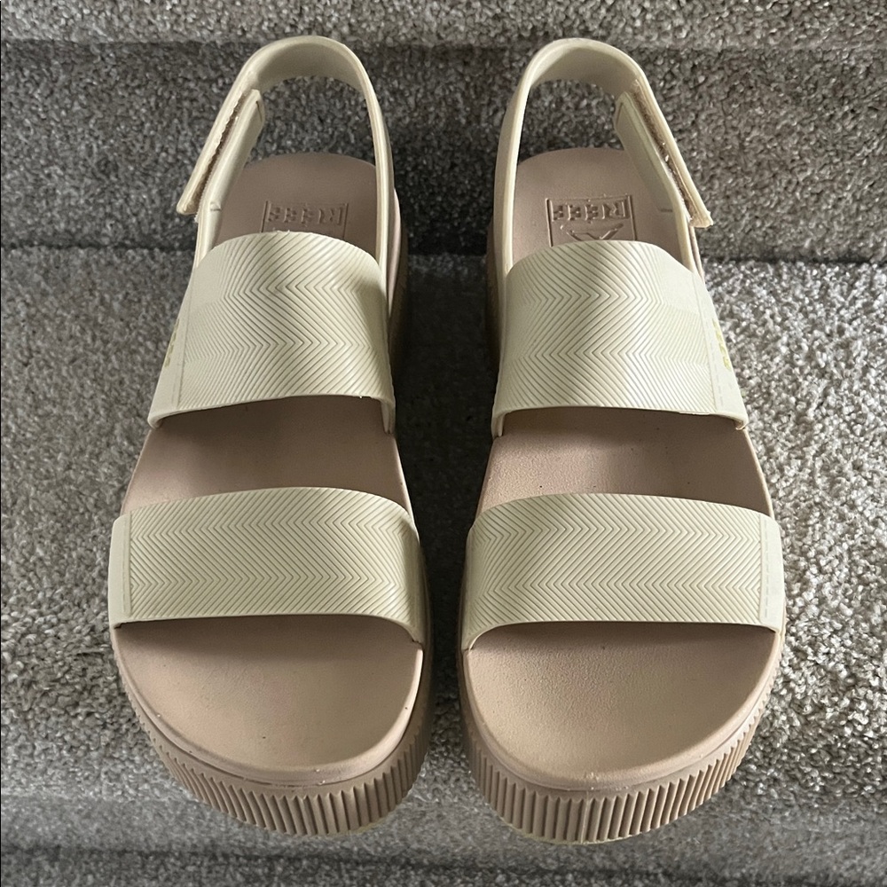 Reef Cream Platform Sandals